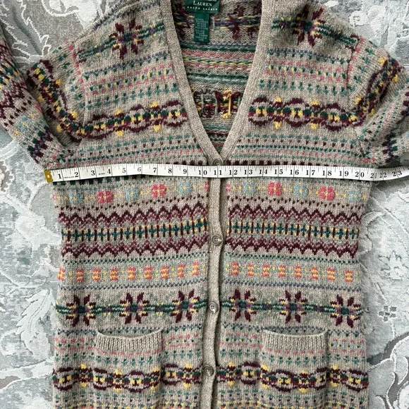Ralph Lauren Vintage Wool Fair Isle Cardigan Sweater - Picture 6 of 8